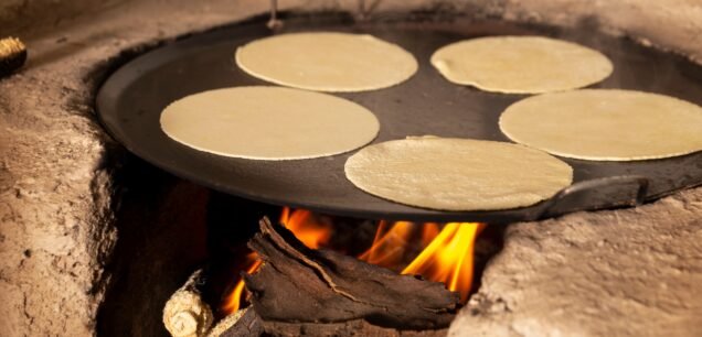 Handmade,Corn,Tortillas,Cooked,In,A,Traditional,Rustic,Wood,Stove